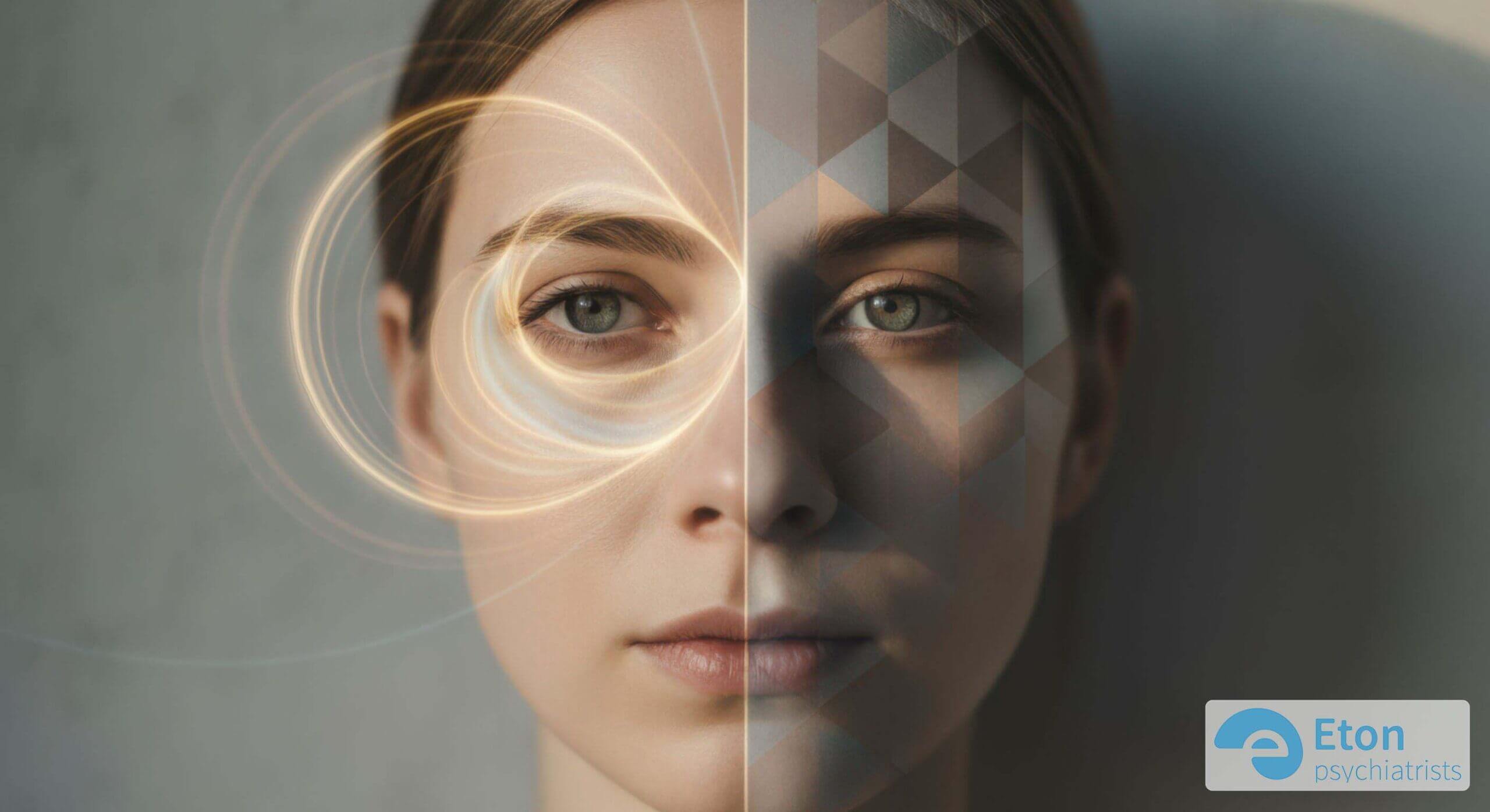 A conceptual image showing ordered patterns clashing with chaotic paint splashes, representing the internal contradictions of AuDHD.