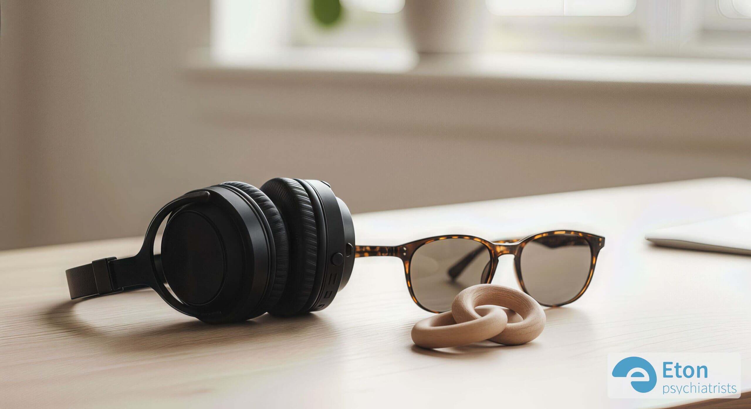 A split image showing hands pushing away bright objects (sensory avoiding) versus hands engaging with tactile clay (sensory seeking).